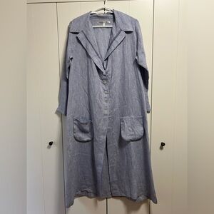 Alexia Von Beck Blue Linen Duster size M